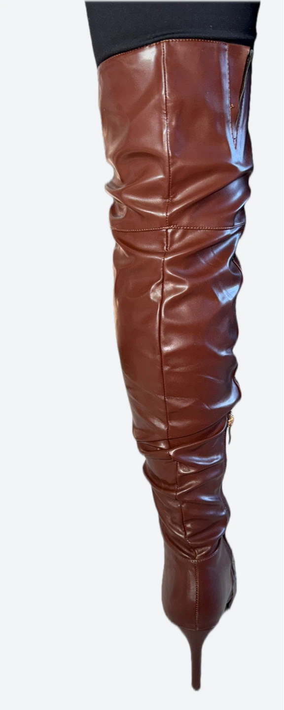 Brown Over-the-Knee Heeled Boots - photo 2