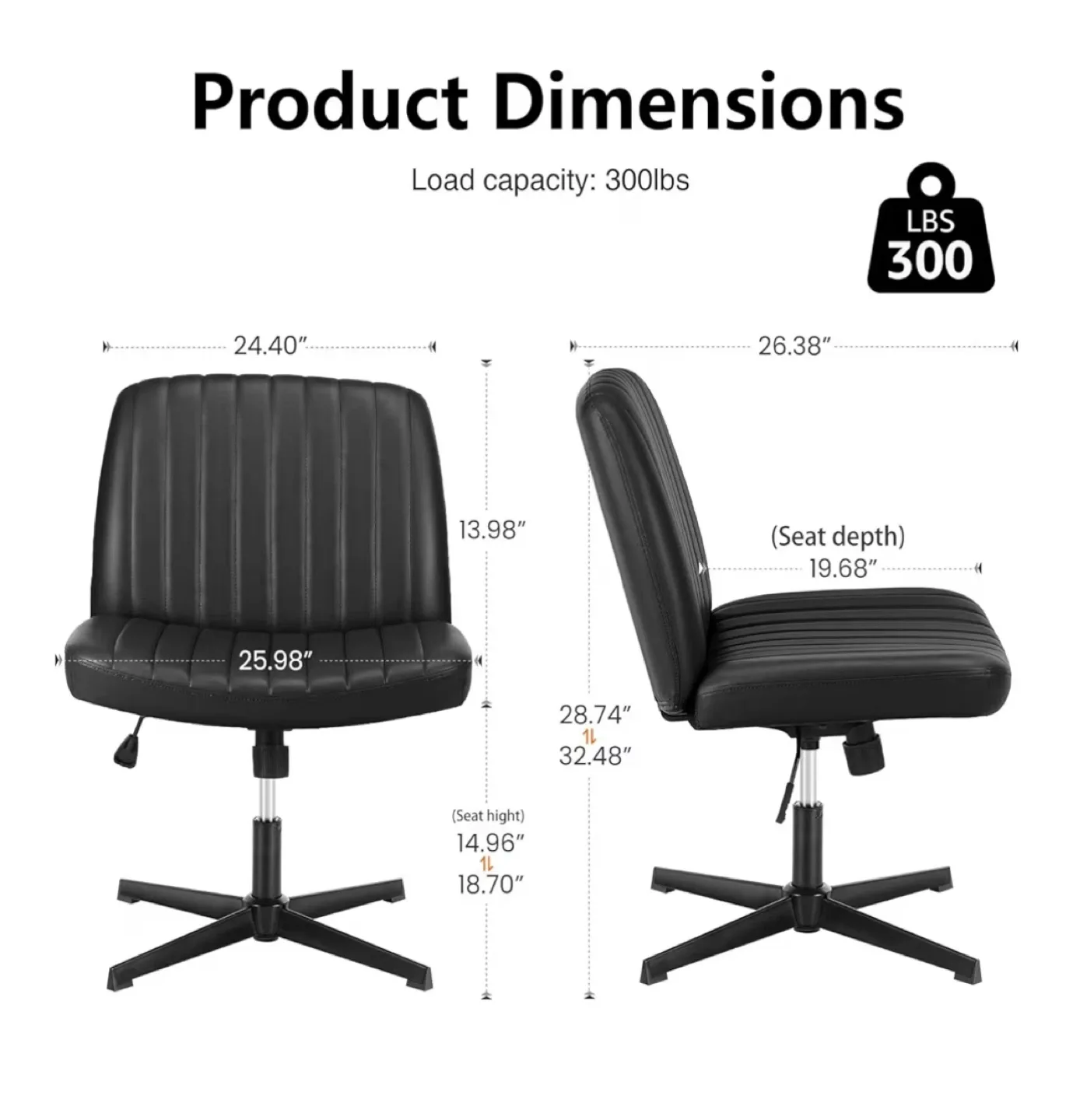 Black Office Chair with Adjustable Height image indicator(2)