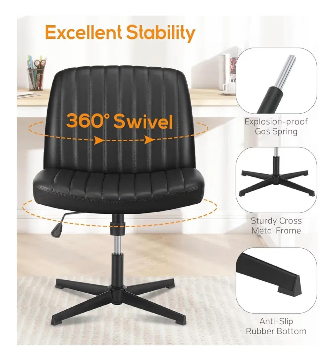 Black Office Chair with Adjustable Height image indicator(6)