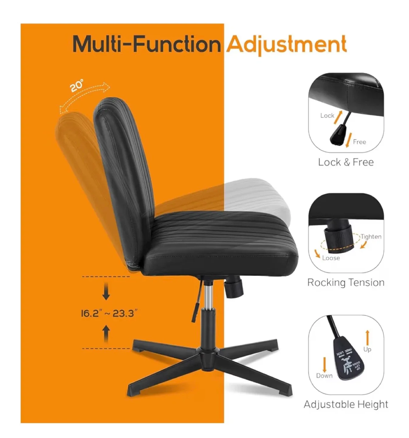 Black Office Chair with Adjustable Height image indicator(4)