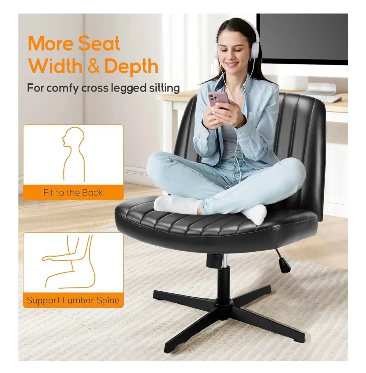 Black Office Chair with Adjustable Height image indicator(3)