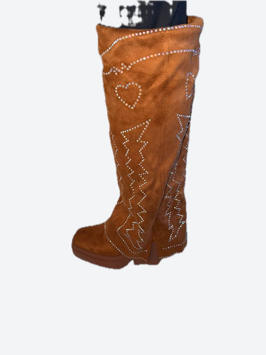 Brown Suede Rhinestone Cowboy Boots