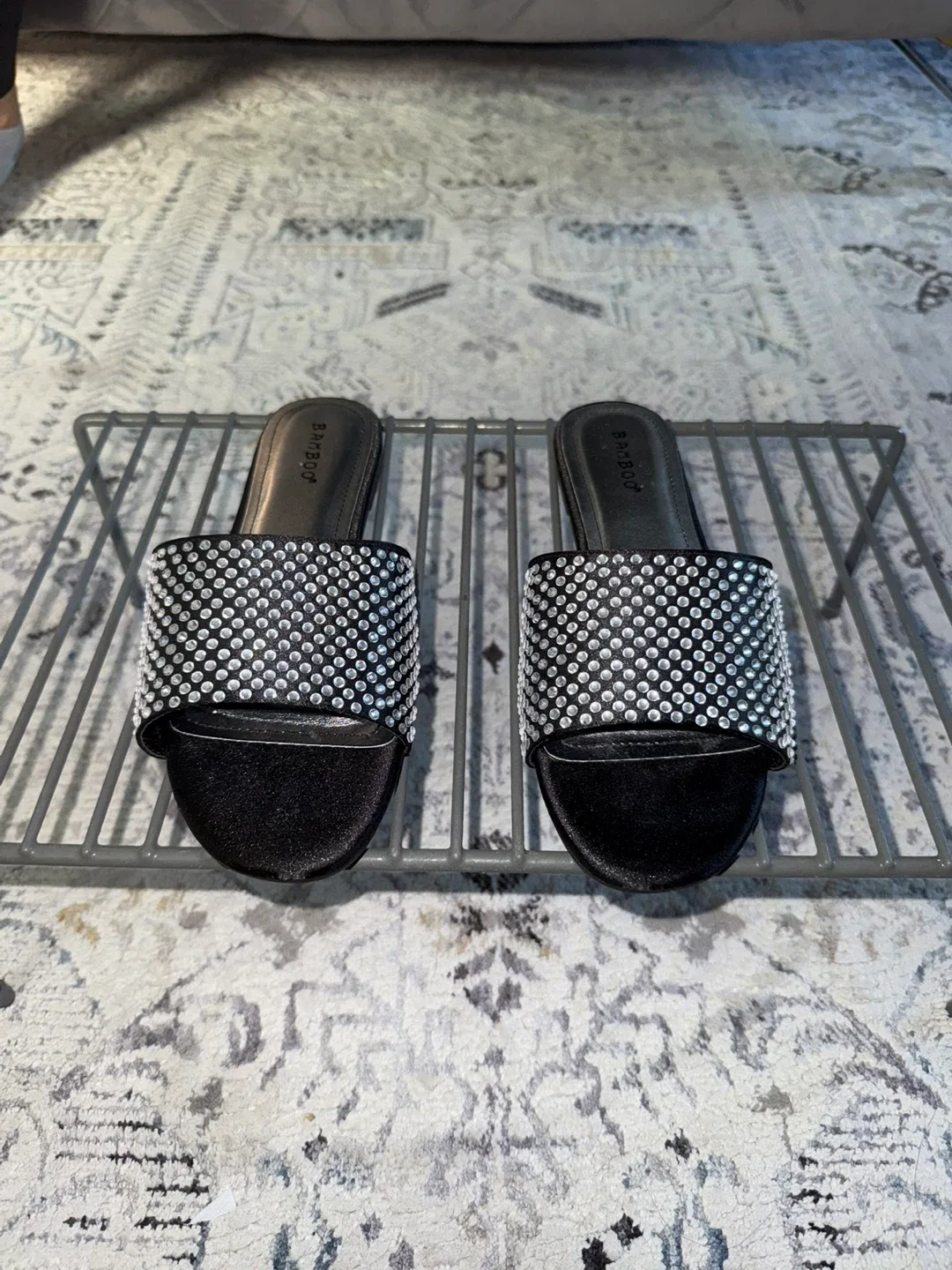 Bamboo Black Rhinestone Slides - Size 8 image indicator(2)