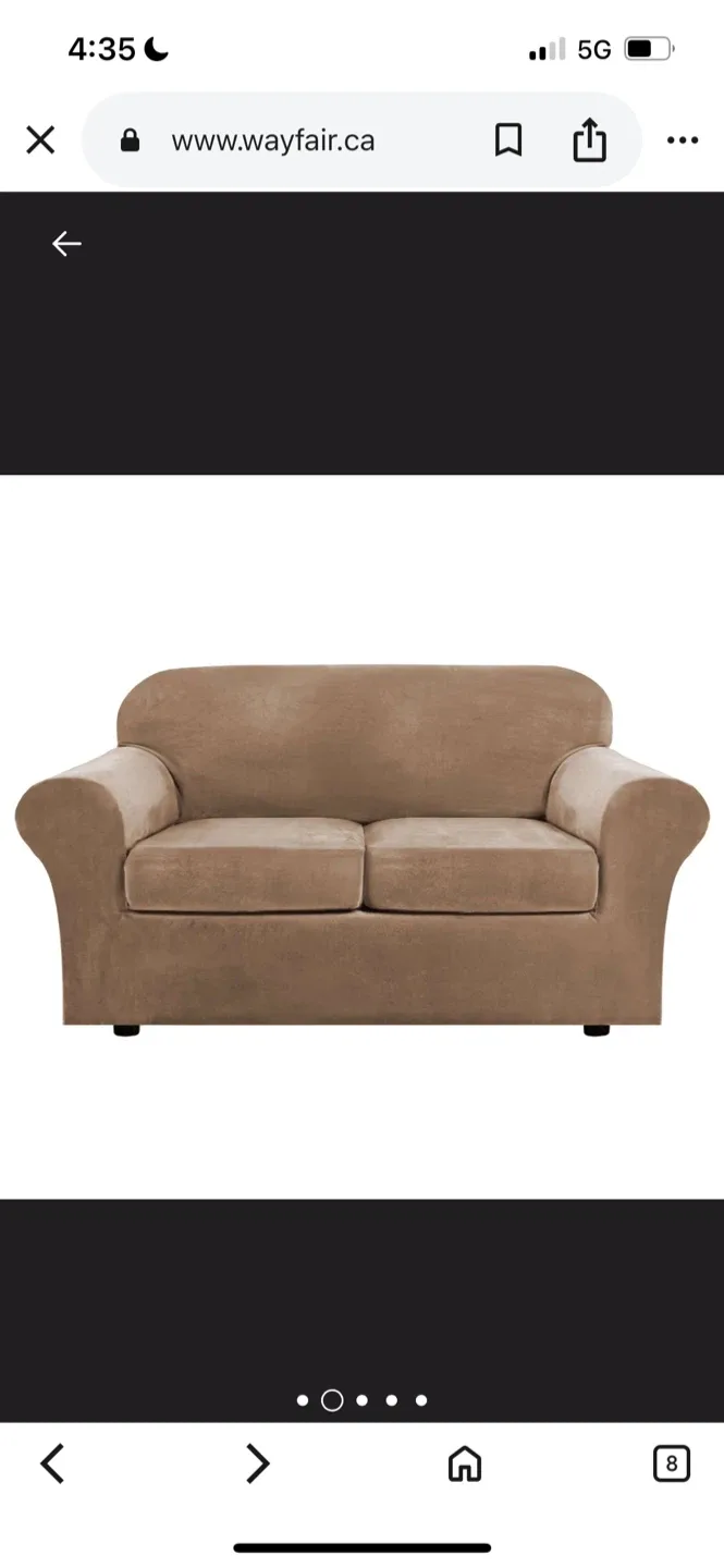 New Modern Velvet Plush Sofa Cover - Taupe image indicator(2)