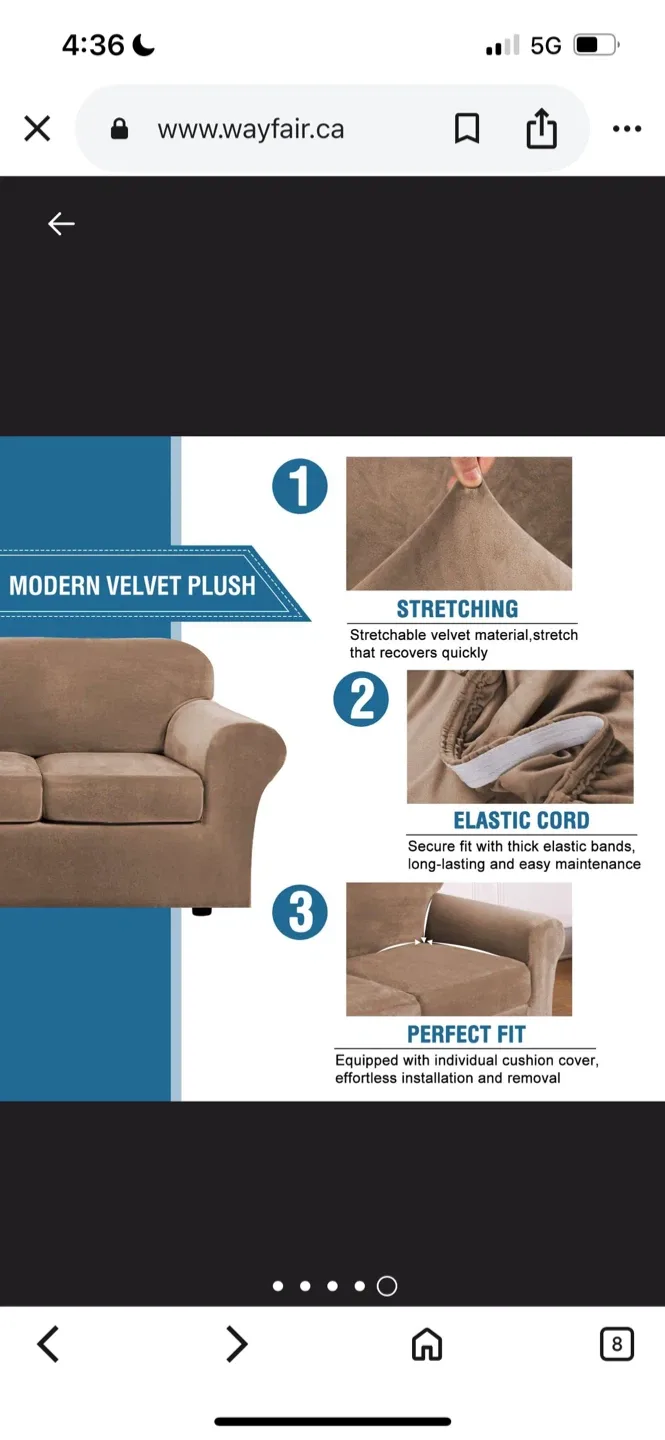 New Modern Velvet Plush Sofa Cover - Taupe image indicator(5)