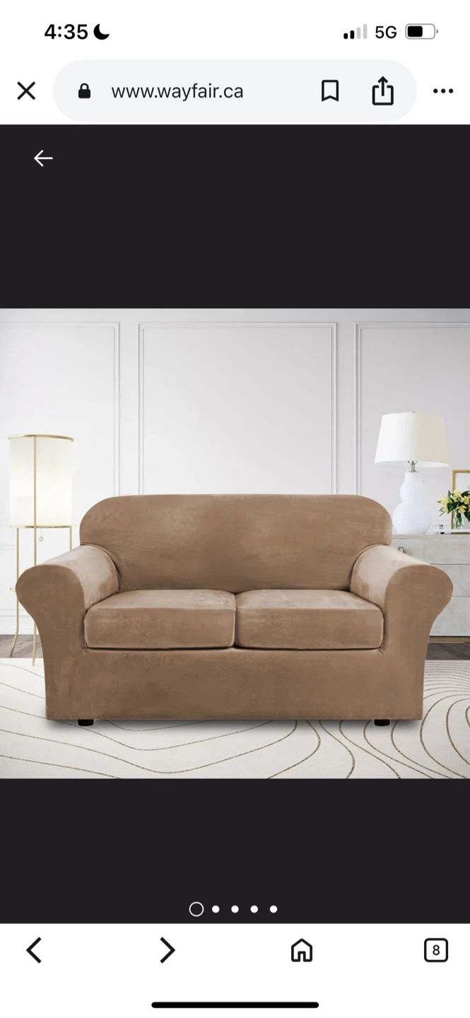 New Modern Velvet Plush Sofa Cover - Taupe