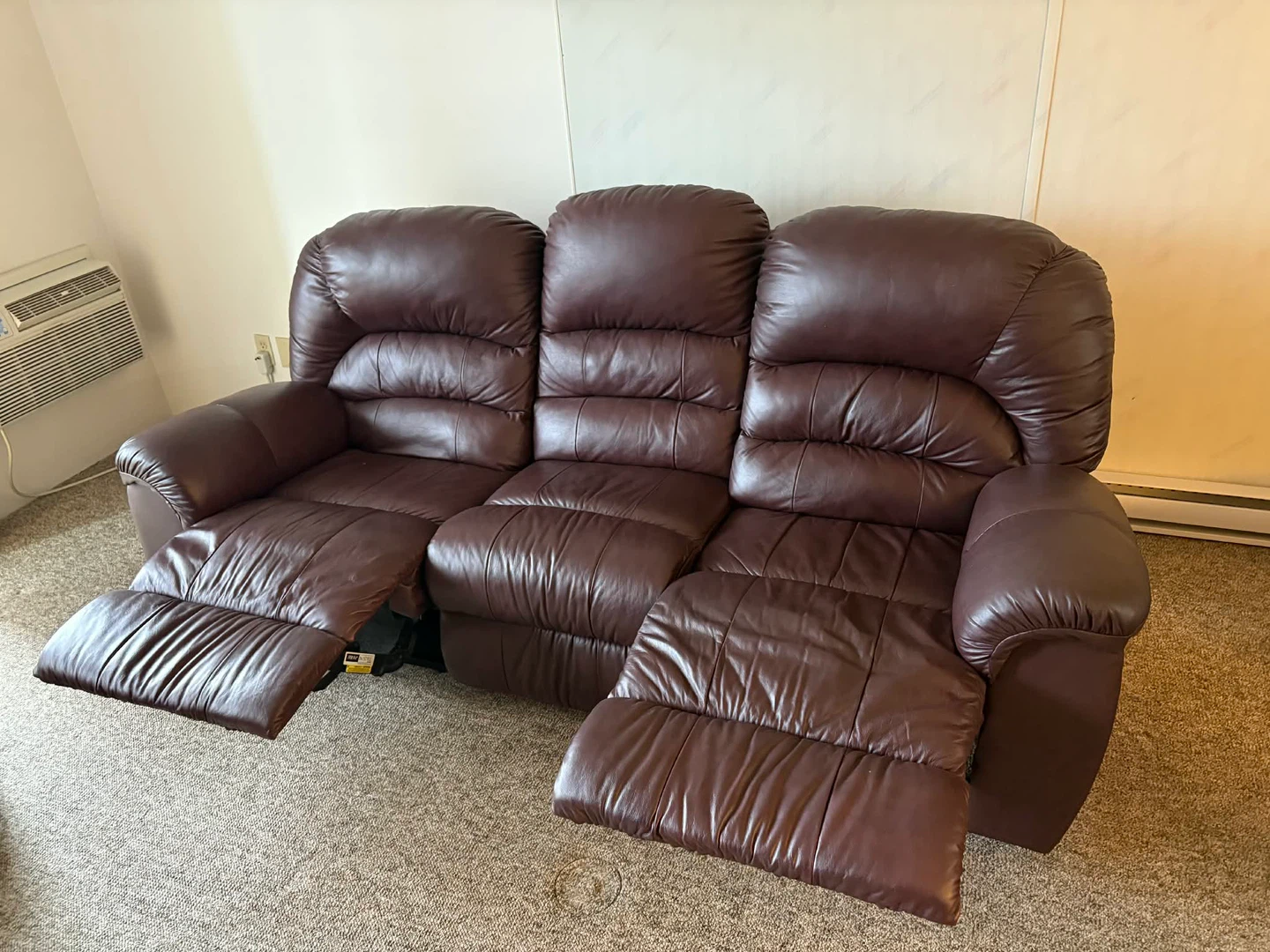 Burgundy Soft Faux Leather 3-Seat Reclining Sofa - photo 3