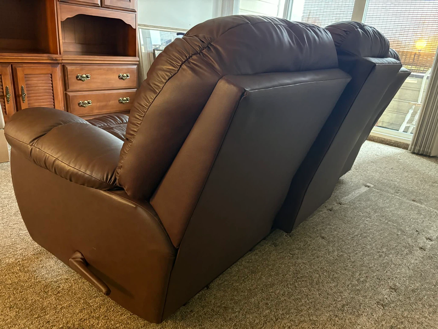 Burgundy Soft Faux Leather 3-Seat Reclining Sofa - photo 5