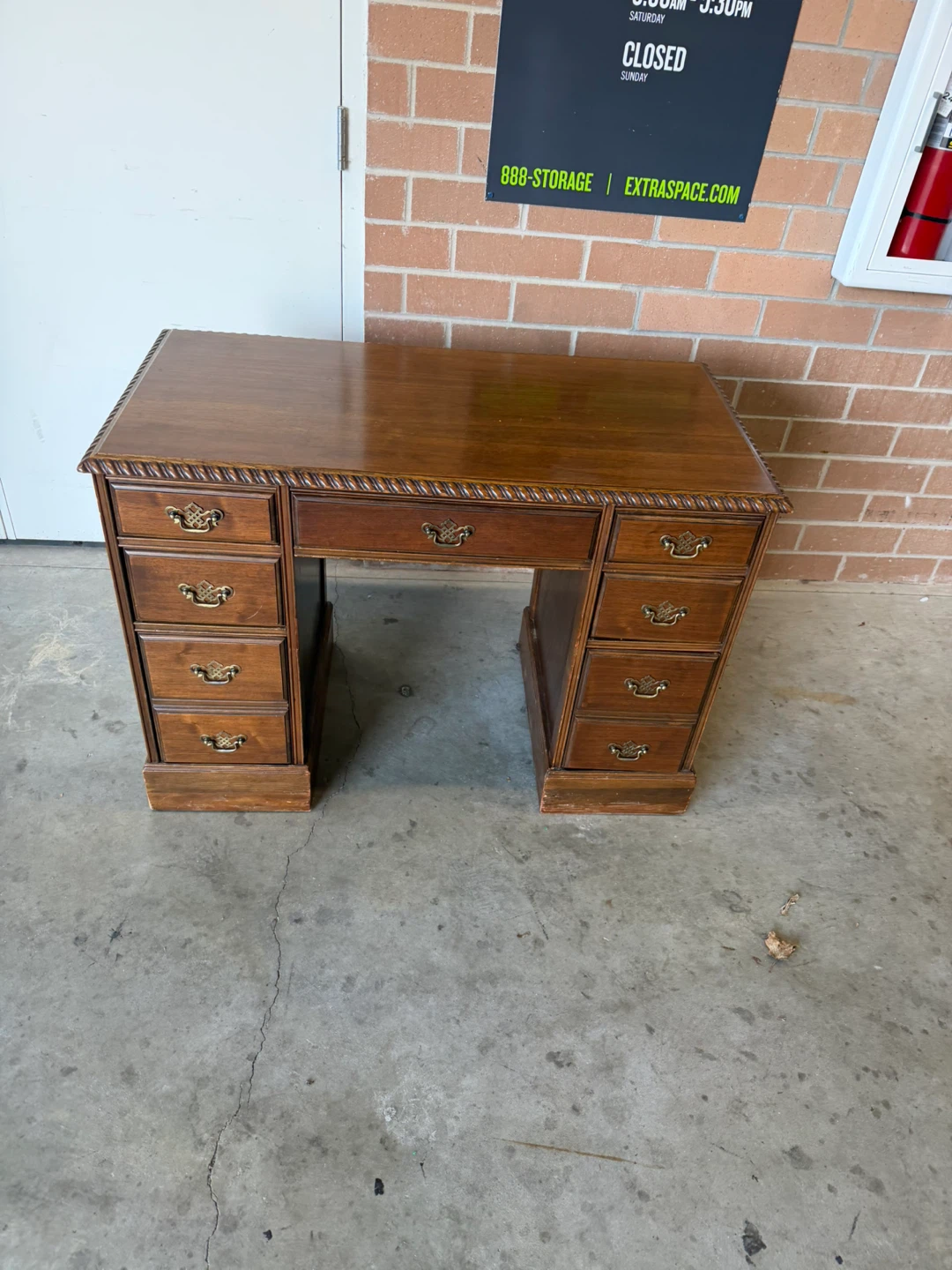 Vintage Wood Desk with Drawers - photo 2