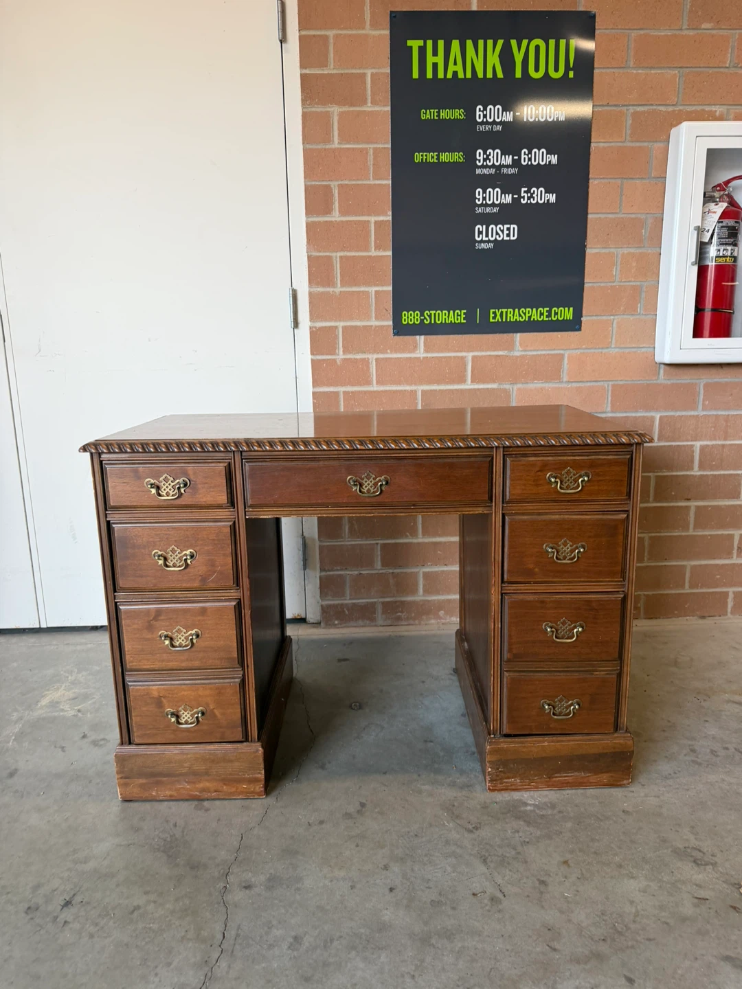 Vintage Wood Desk with Drawers