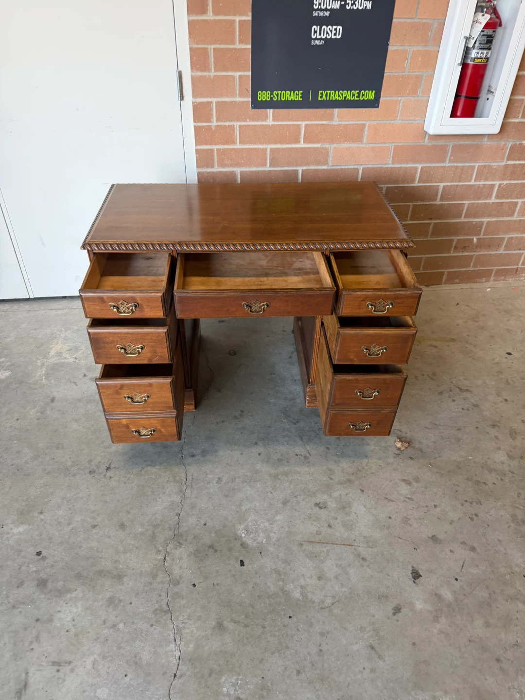 Vintage Wood Desk with Drawers - photo 3