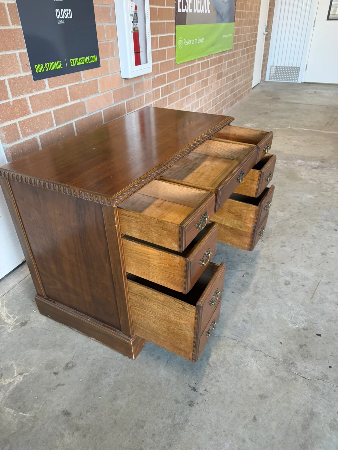 Vintage Wood Desk with Drawers - photo 5