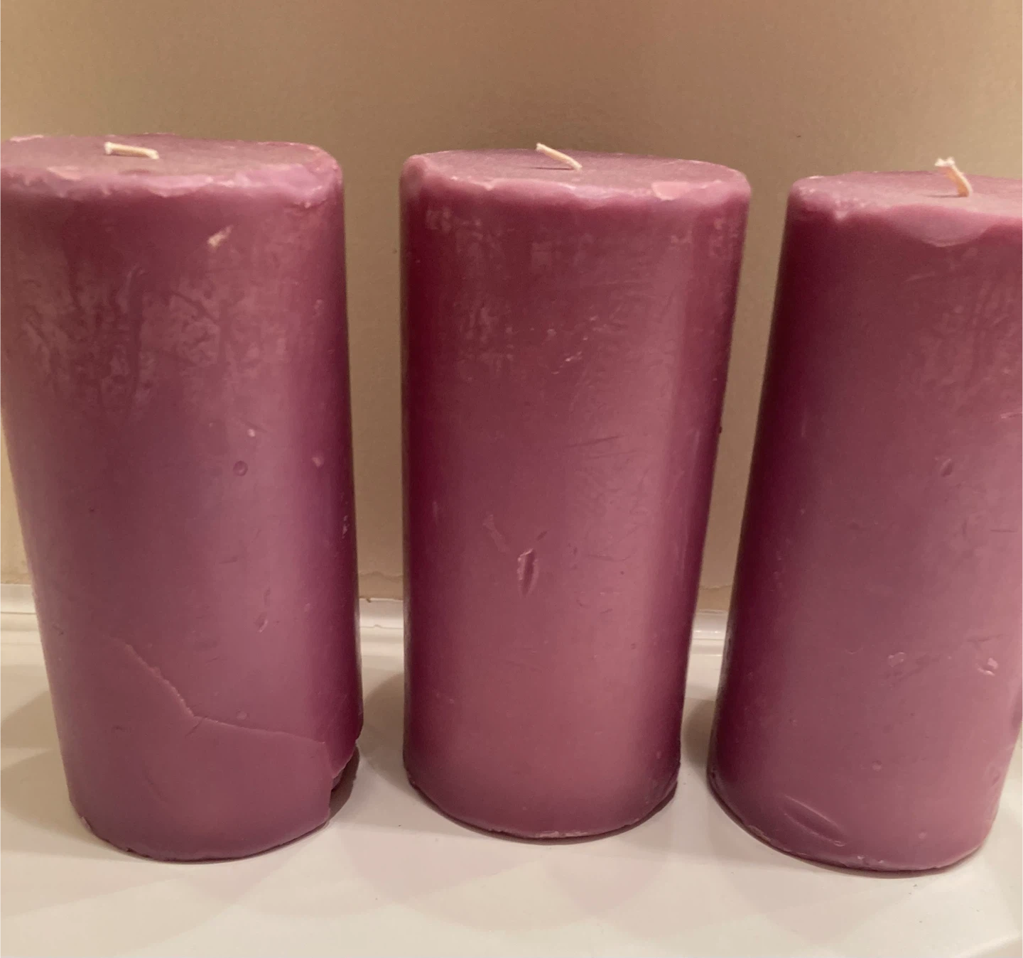 Set of 3 Purple Pillar Candles