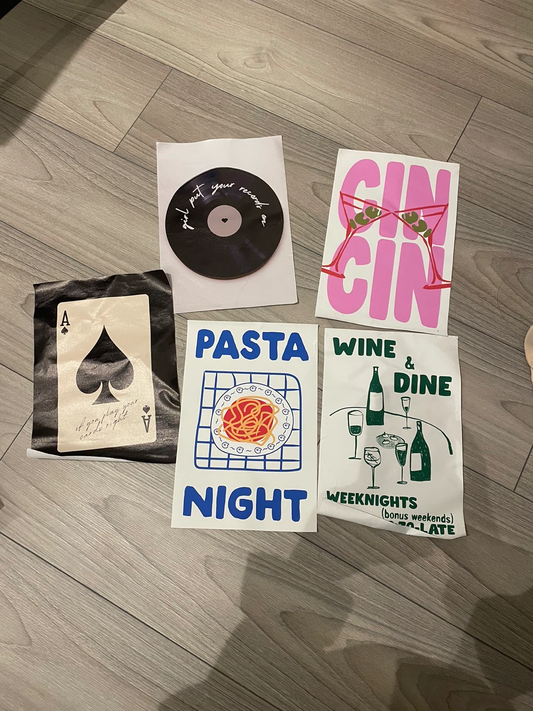 Assorted Graphic Prints - Gin, Pasta, Wine