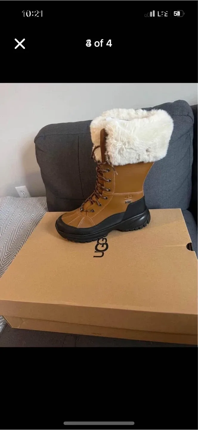 UGG Yosa Tall Fluff Boots - Size 8, Chestnut image indicator(3)