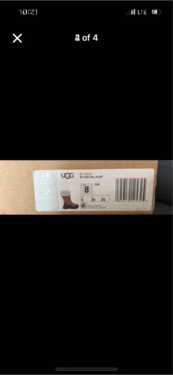 UGG Yosa Tall Fluff Boots - Size 8, Chestnut