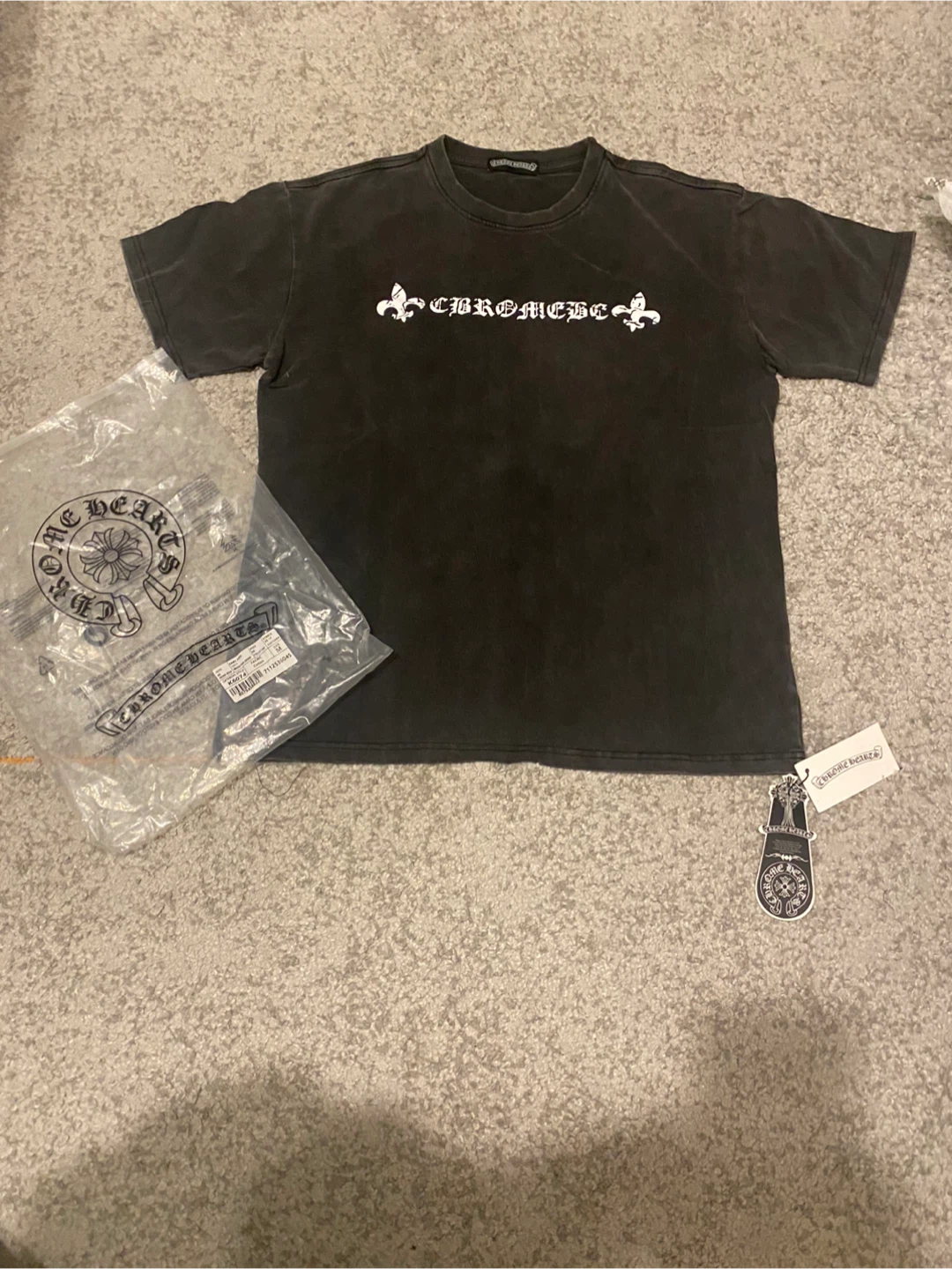 Chrome Hearts washed Black T-Shirt, Size L