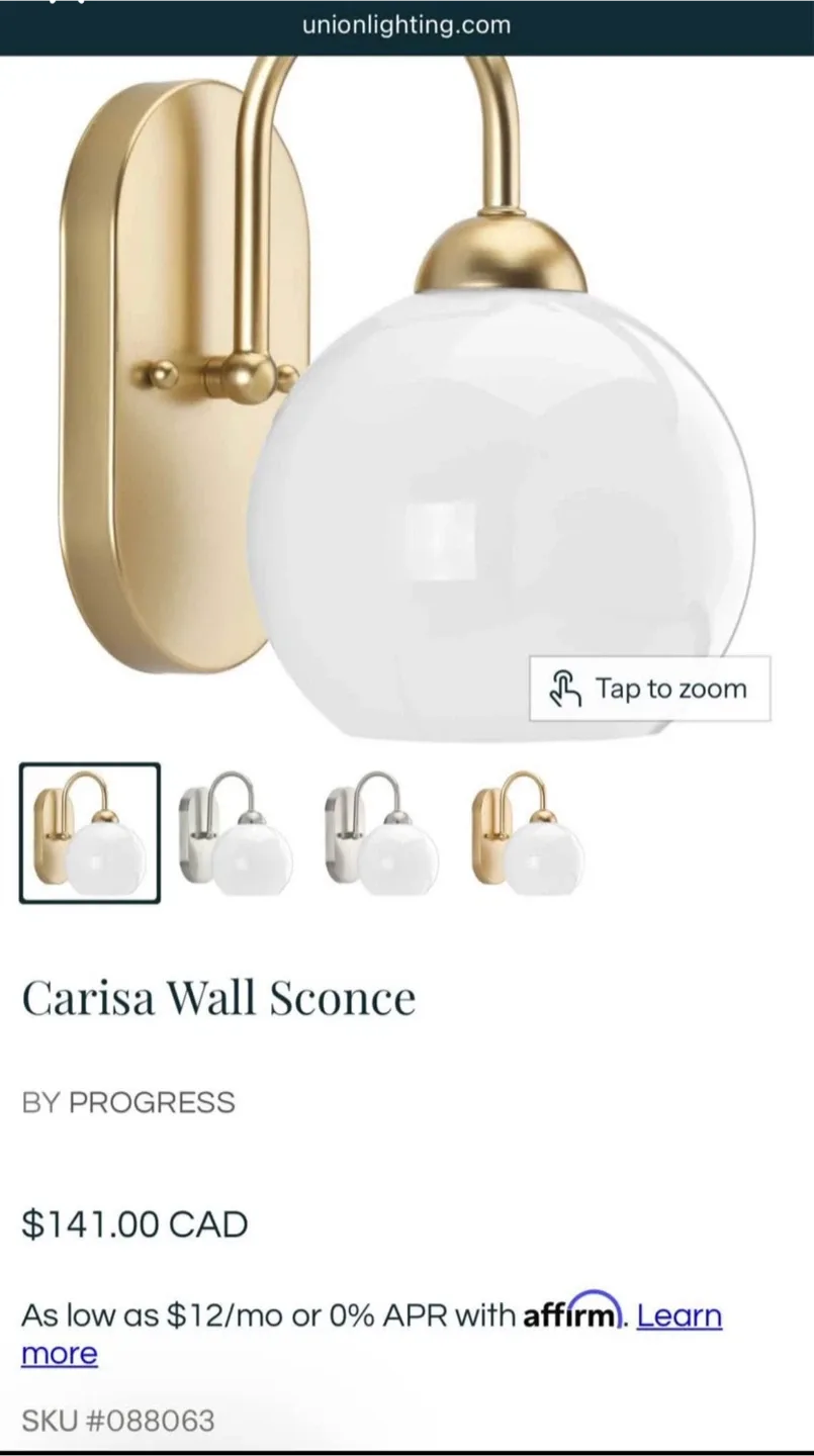 Brushed gold wall sconce lighting. (Pair) image indicator(2)
