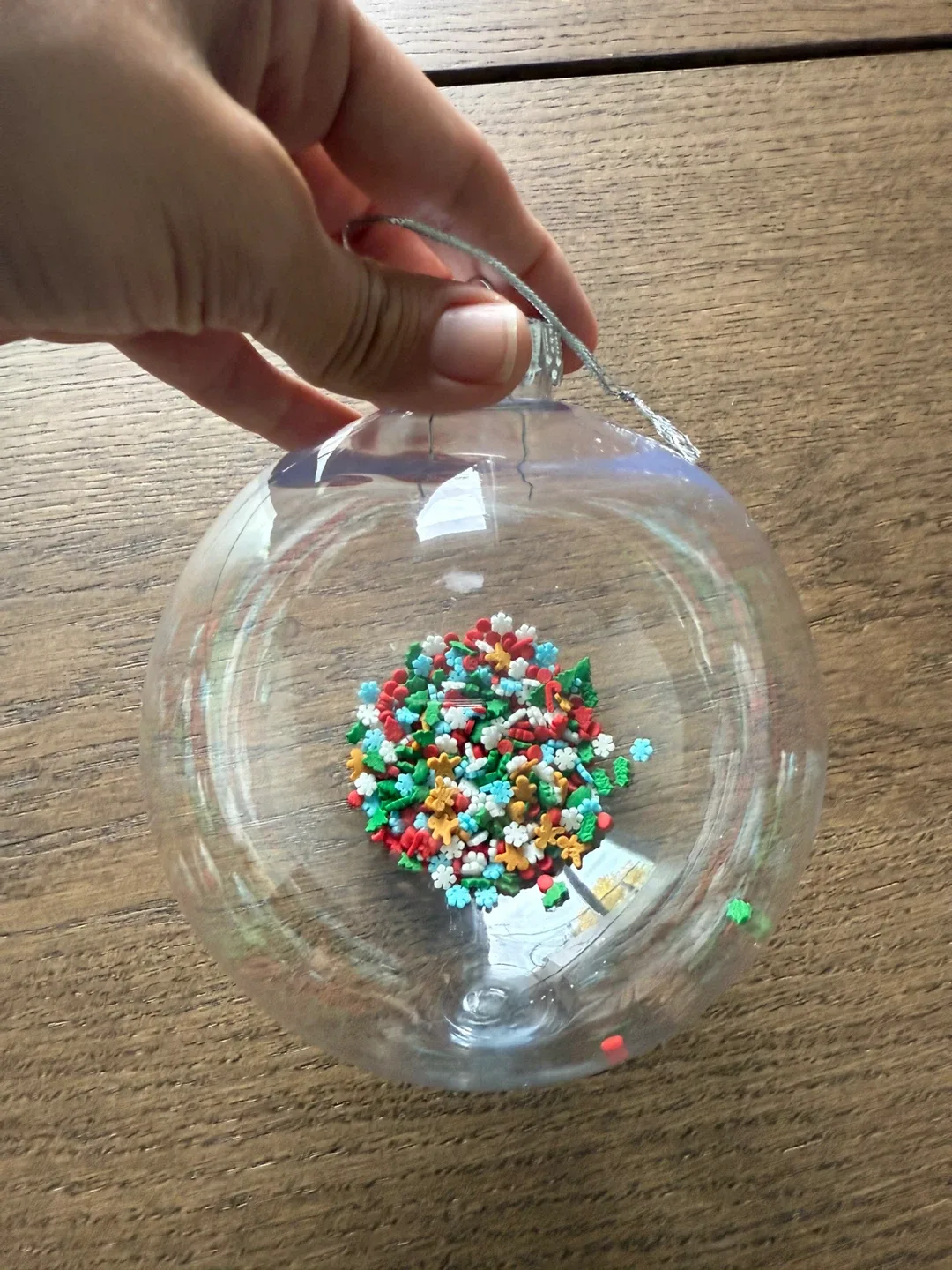 Clear Christmas Ornament with some cookie decoration