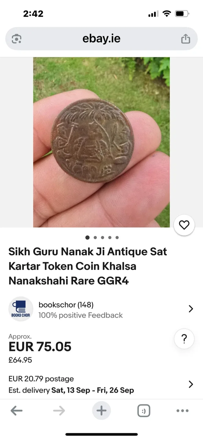 Authentic BABA GRU Nanak dev Ji token coin for set image indicator(9)