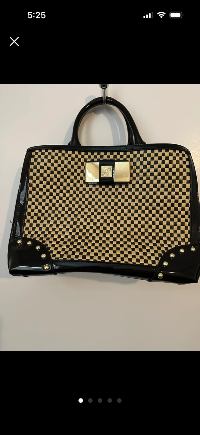 Black & Beige Woven Satchel