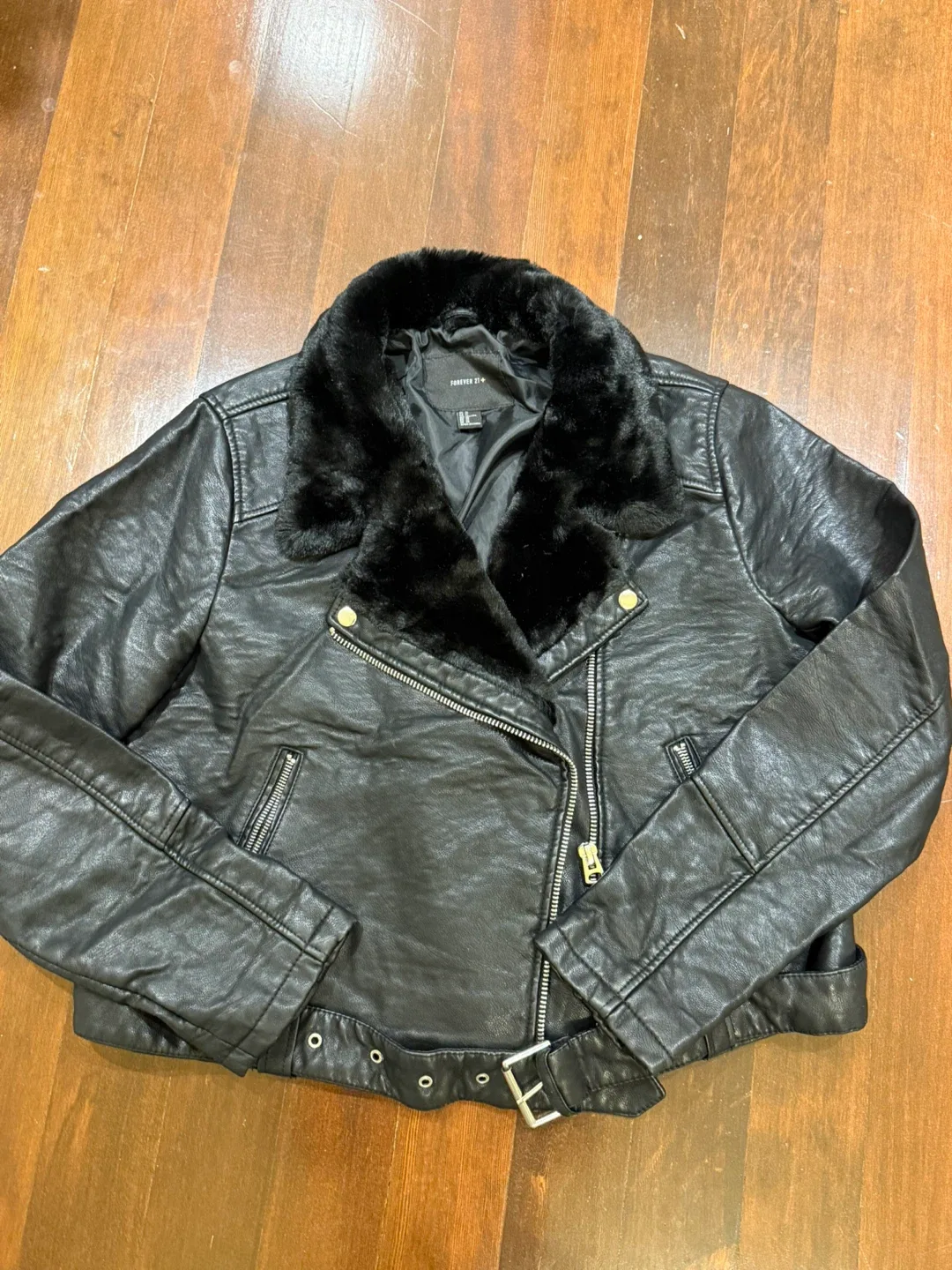 Forever 21+ Black Faux Leather Jacket - Size 1X image indicator(3)