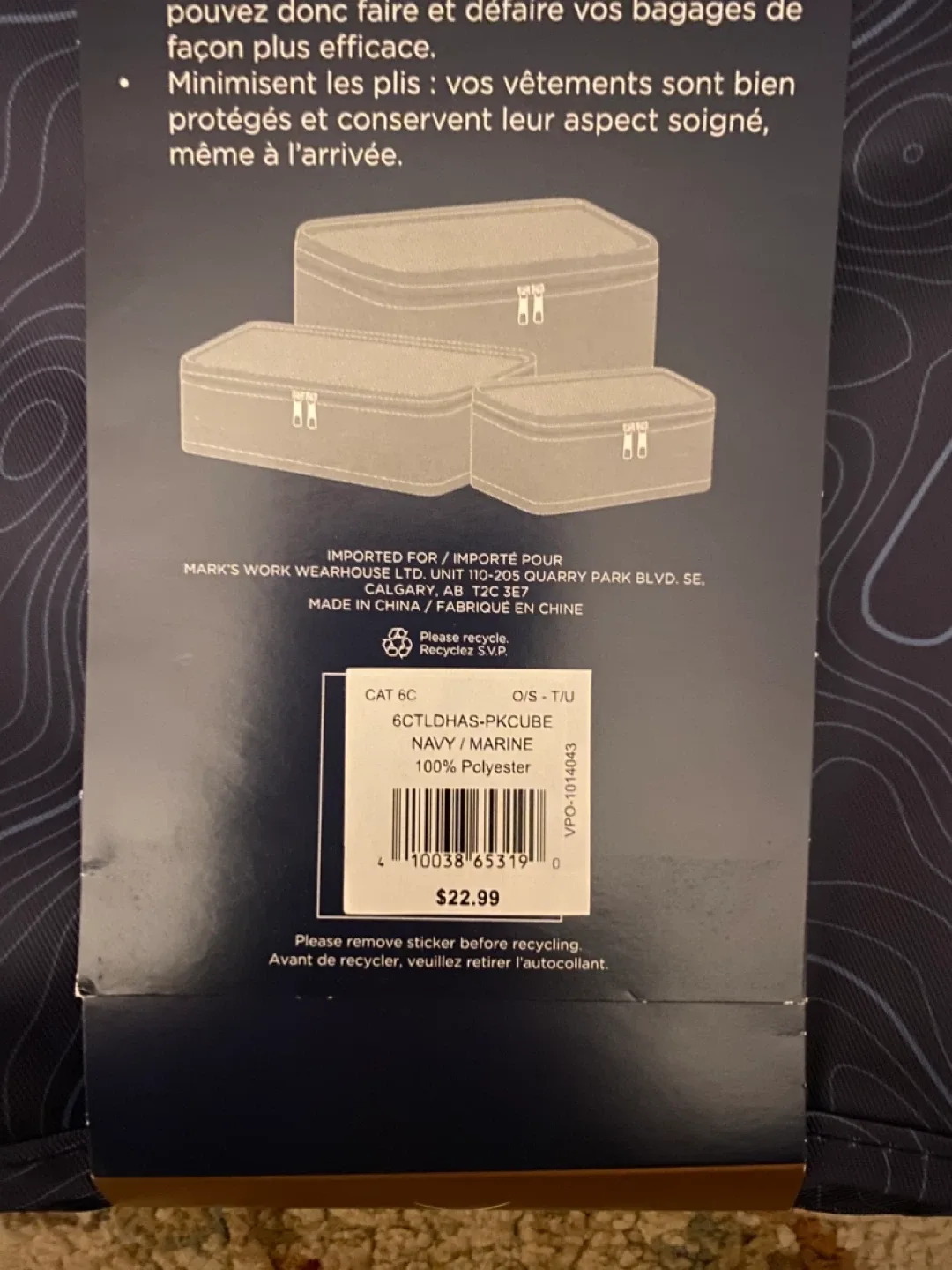 Denver Hayes 3-Pack Packing Cubes - Navy/Marine image indicator(3)