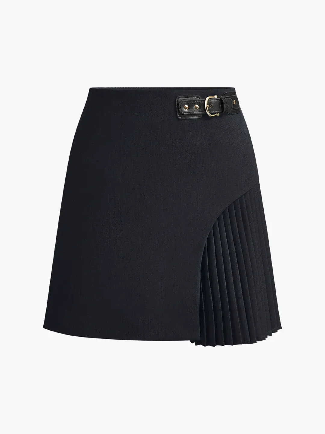 Navy Pleated Mini Skirt - M