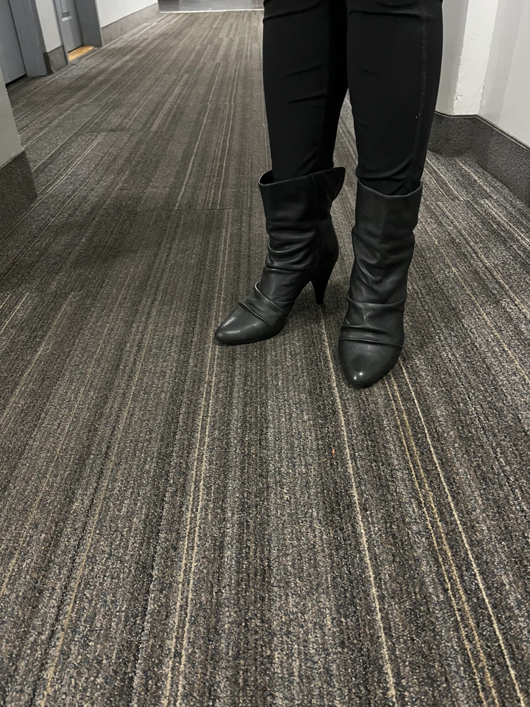 Heeled Synthetic Leather Boots - Size 8.5