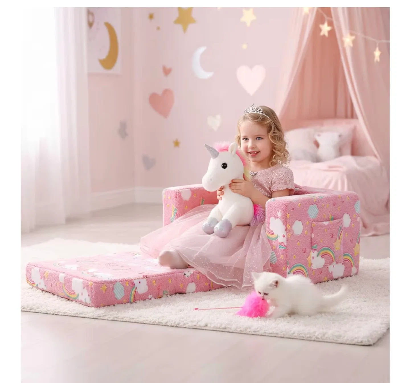 Givjoy Pink Unicorn Kids Sofa - Like New! image indicator(5)