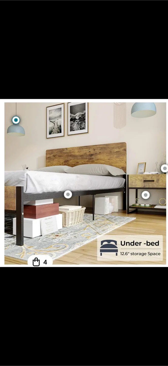 Full Size Bed Frame with Wooden Headboard image indicator(2)