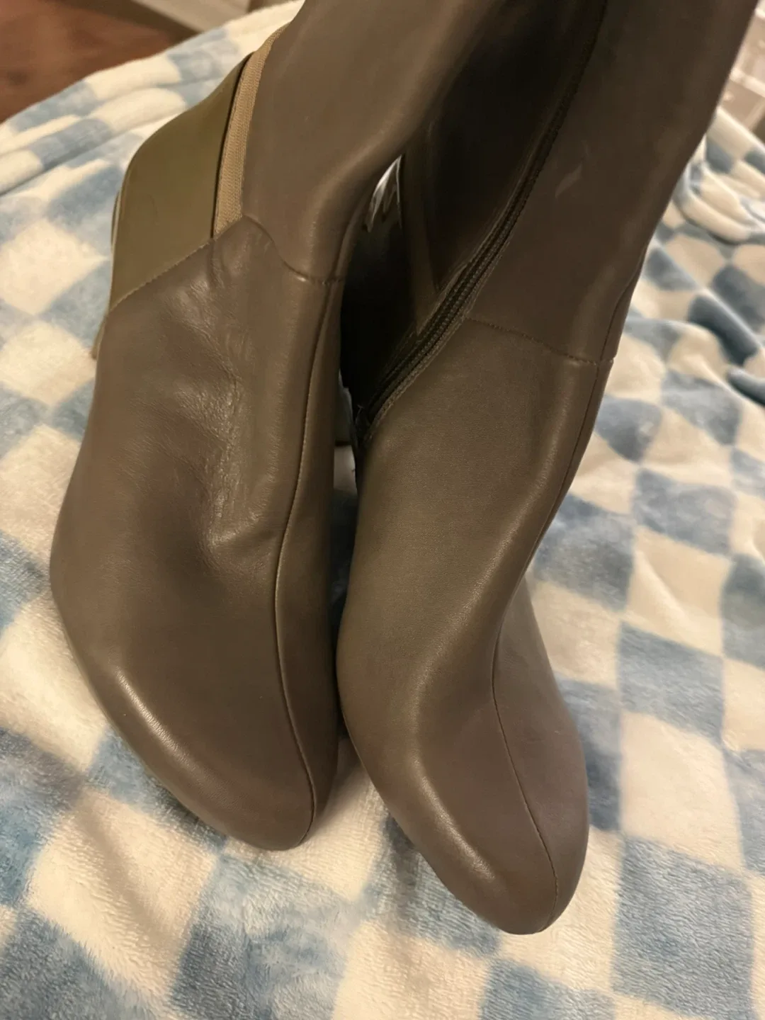 Taupe Leather Knee High Boots image indicator(3)