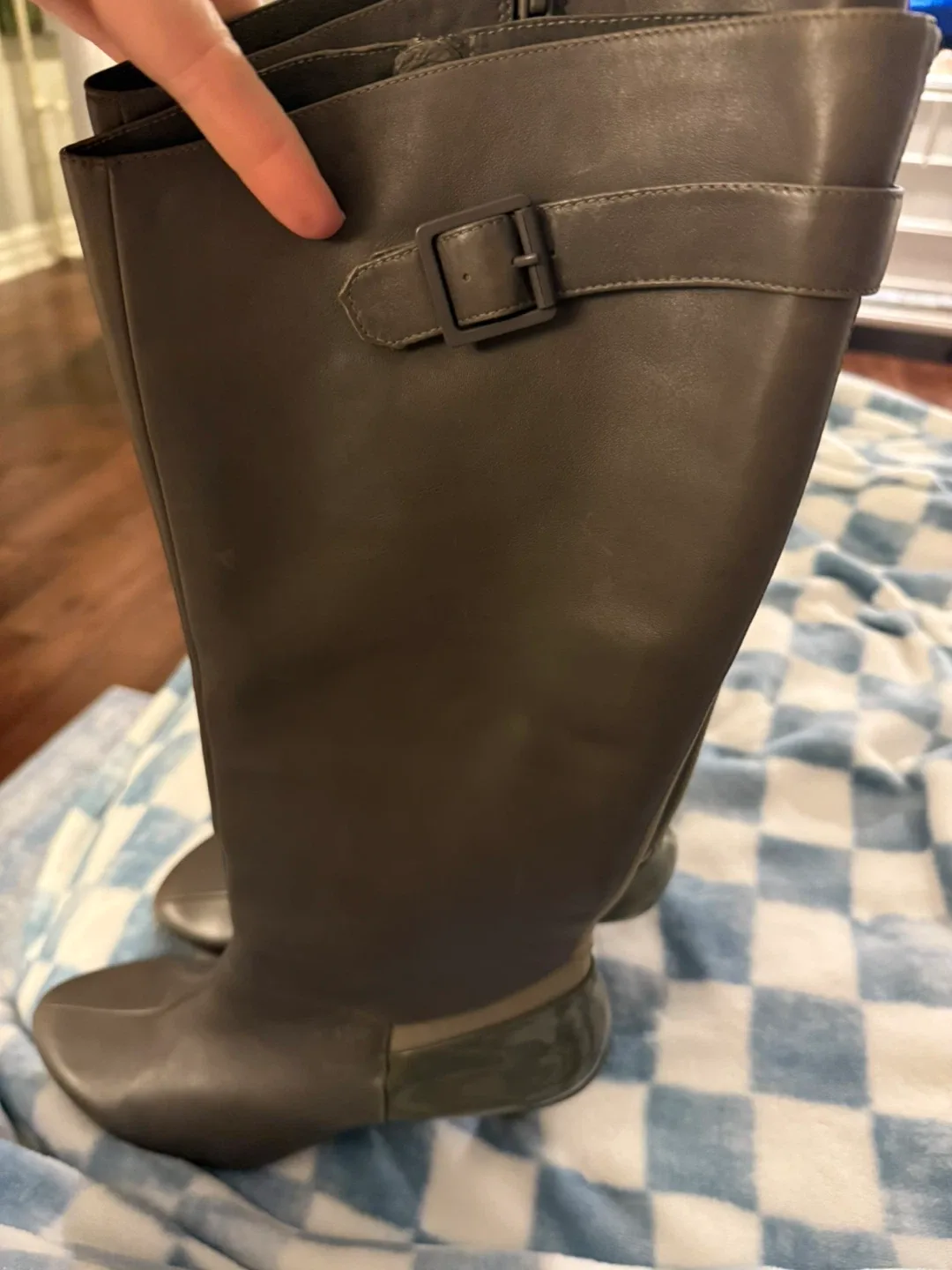 Taupe Leather Knee High Boots image indicator(5)