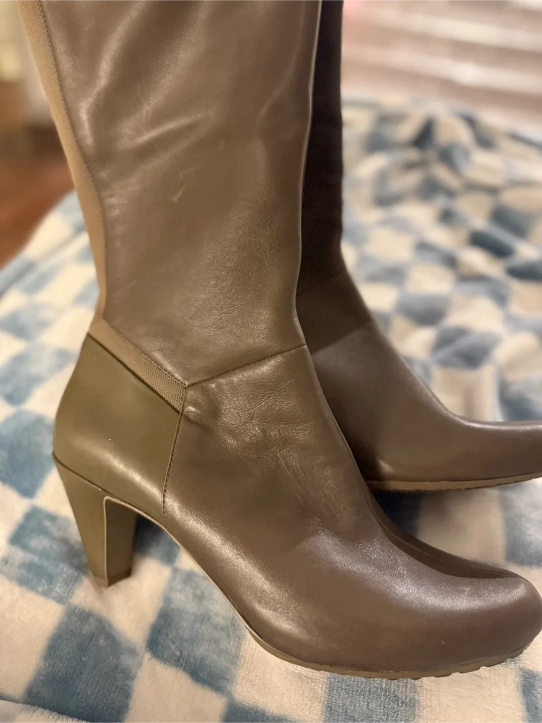 Taupe Leather Knee High Boots image indicator(10)