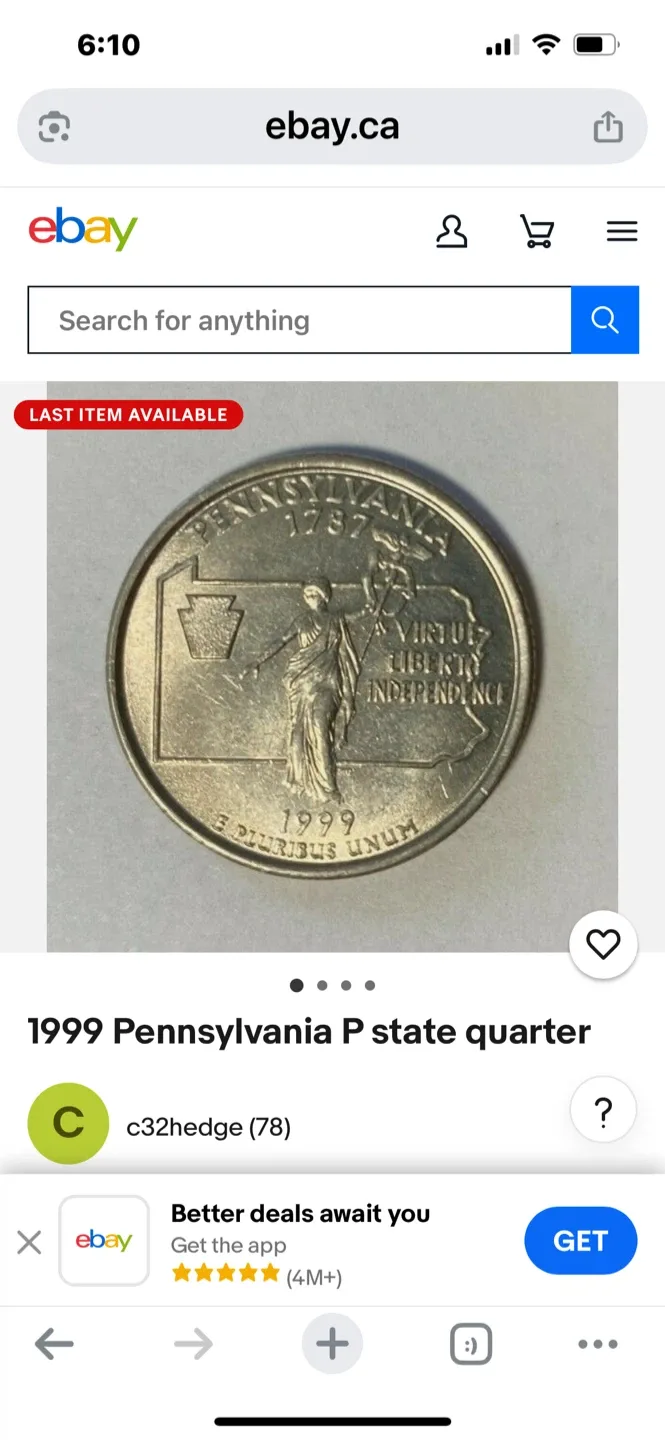 1999 Pennsylvania P State Quarter image indicator(3)