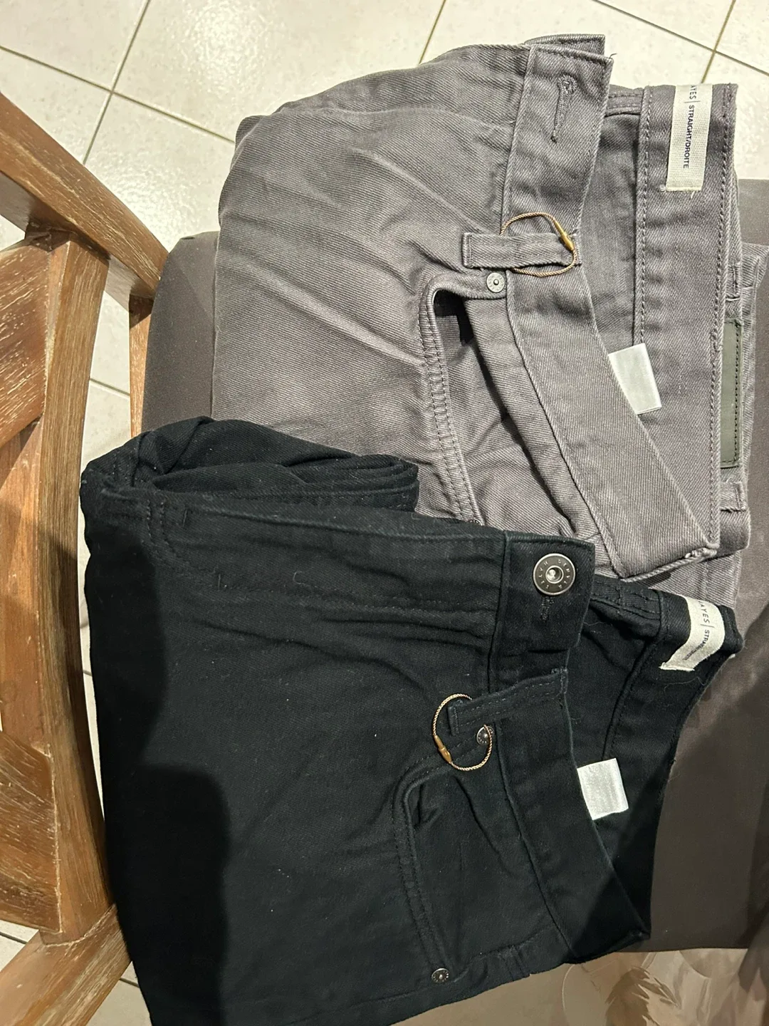 NEW !  2 pairs FLEXTECH Straight Jeans, Black & grey Size 38 image indicator(4)