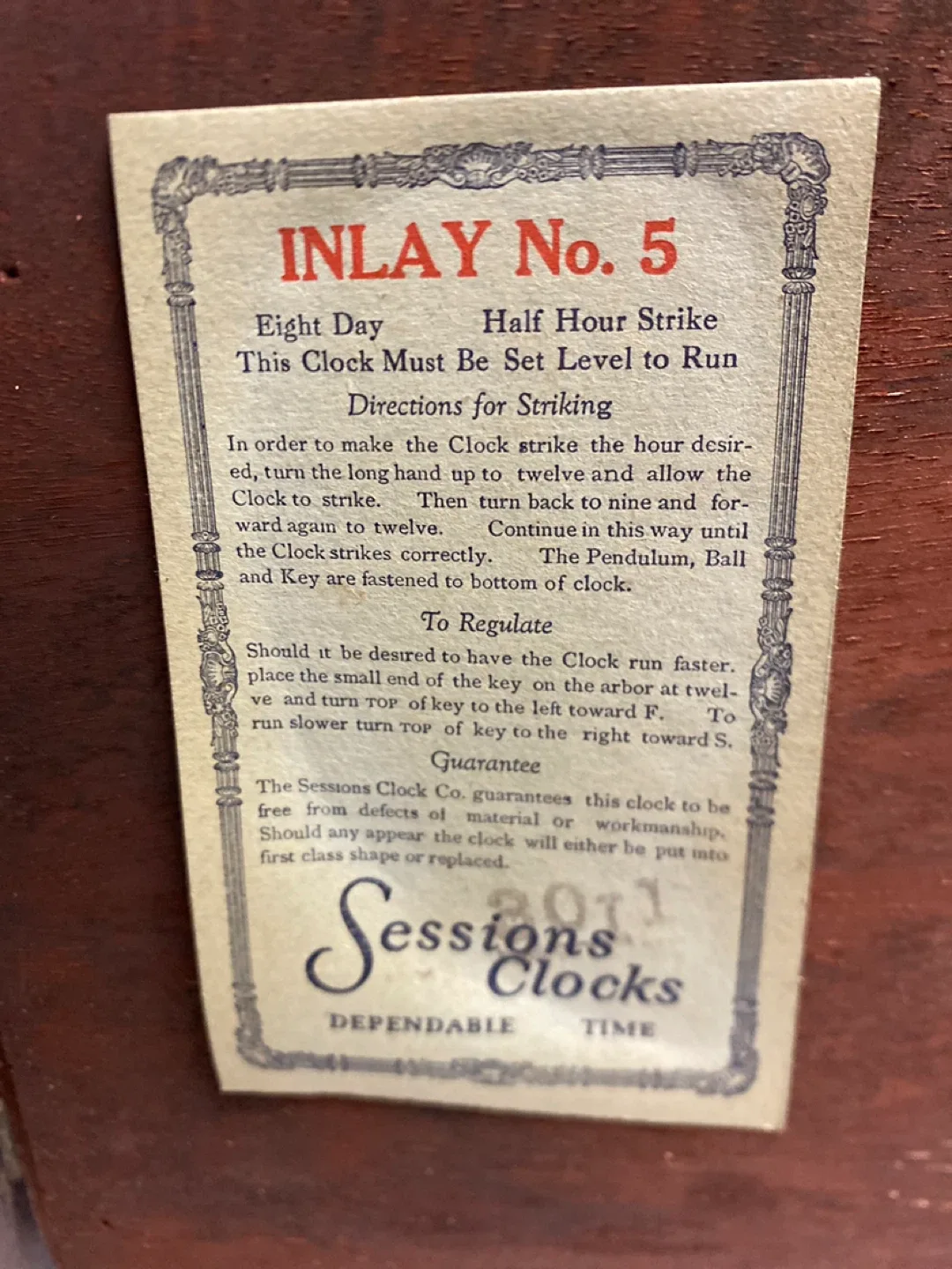 Sessions Clocks Inlay No. 5 Mantle Clock image indicator(3)