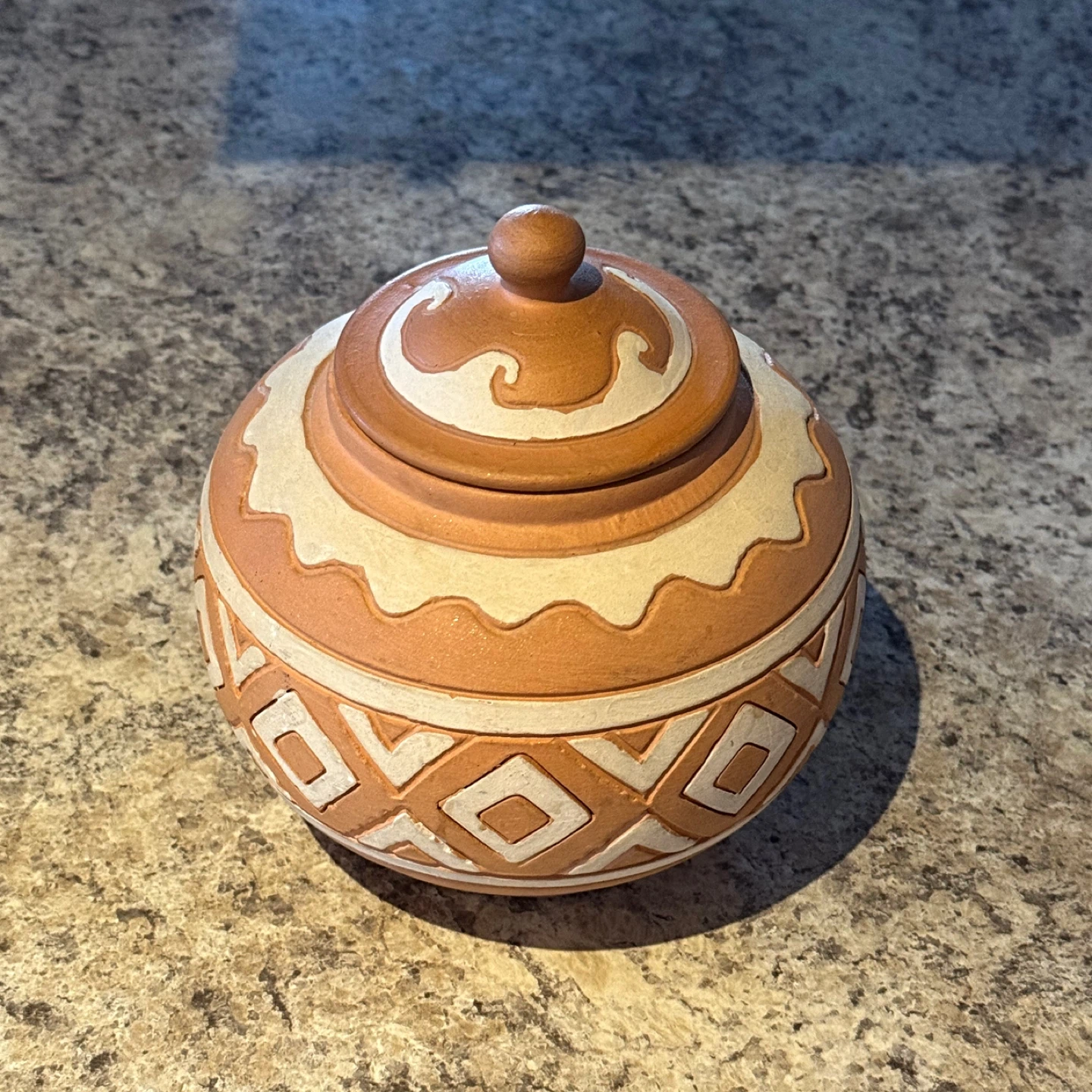 Decorative Terracotta Jar with Lid