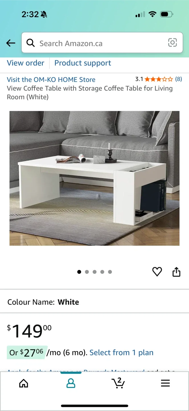 Dekorister White Coffee Table with Storage image indicator(4)