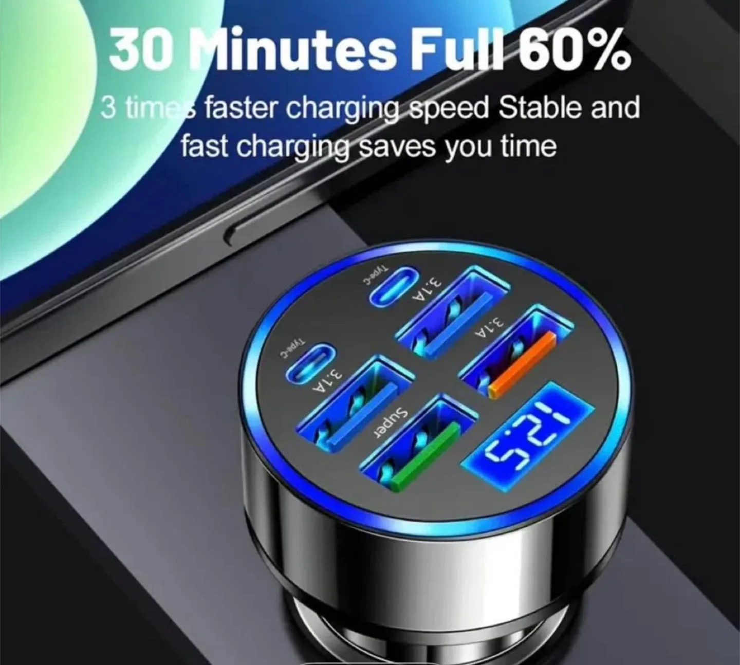 6-Port USB Car Charger Adapter