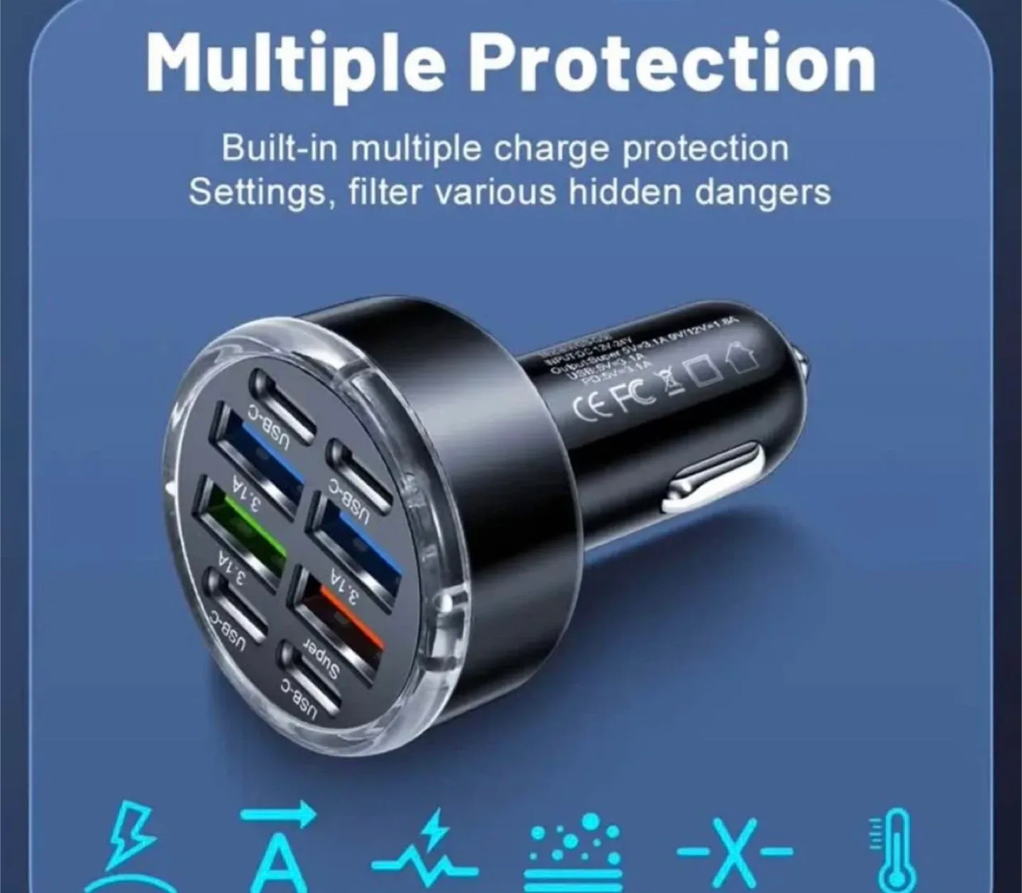 8-in-1 Fast Charging USB Car Charger image indicator(4)