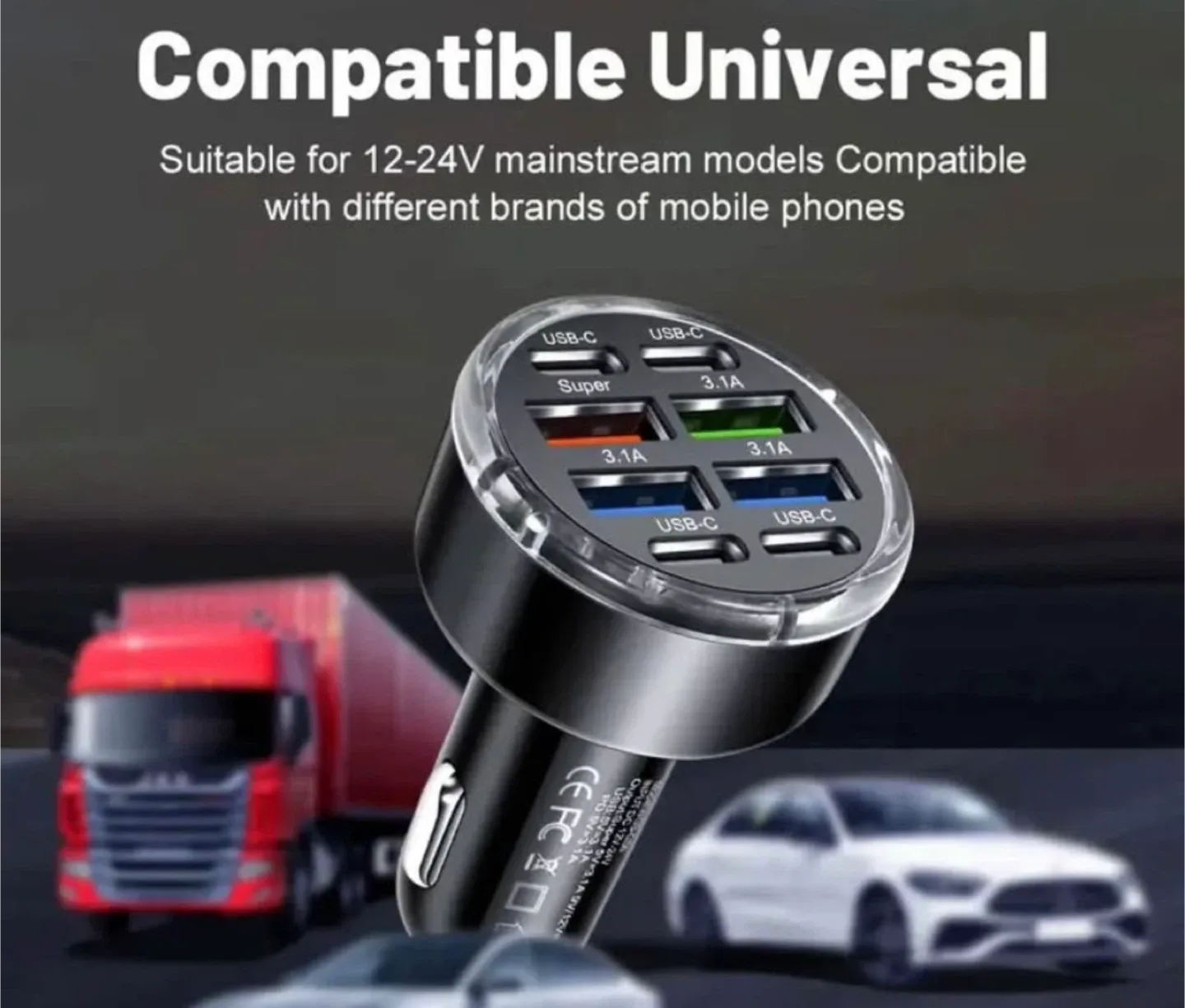 8-in-1 Fast Charging USB Car Charger image indicator(3)