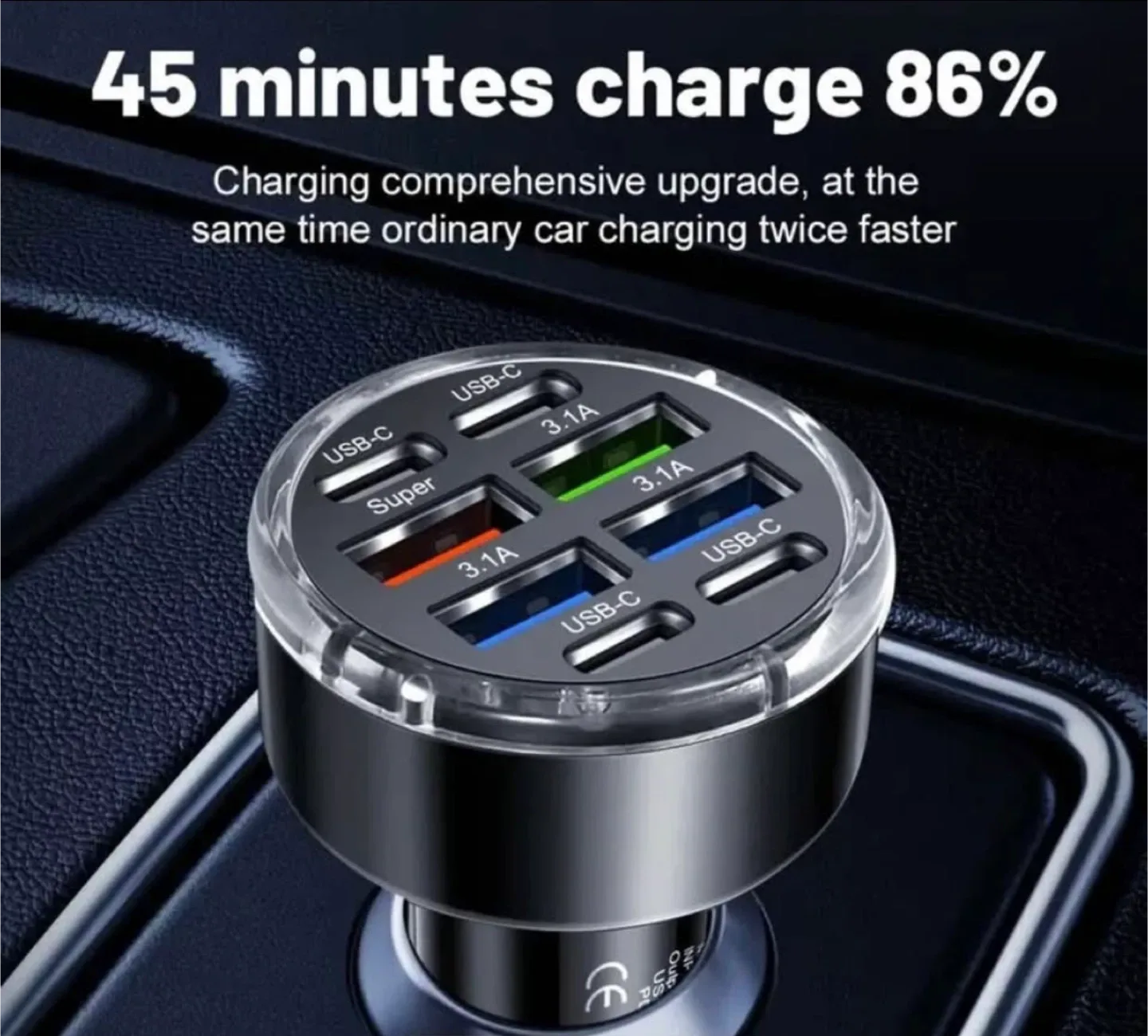 8-in-1 Fast Charging USB Car Charger image indicator(2)