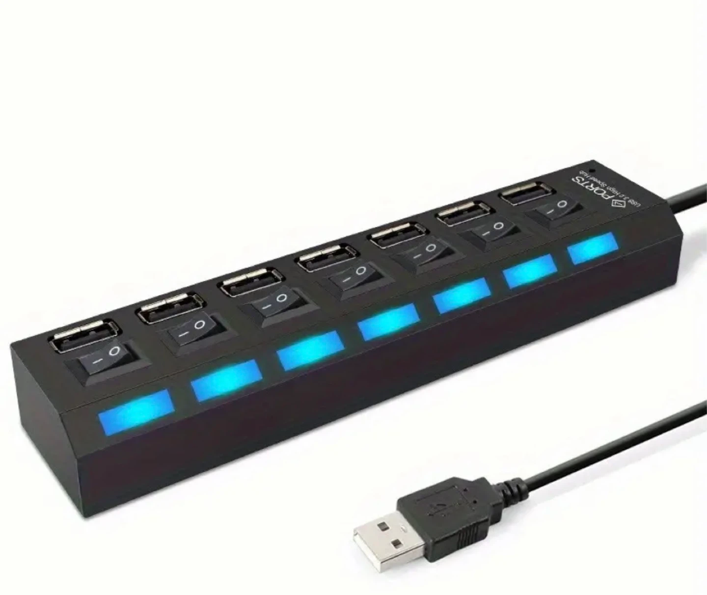 7 Ports USB 2.0 Hub with Individual Switches