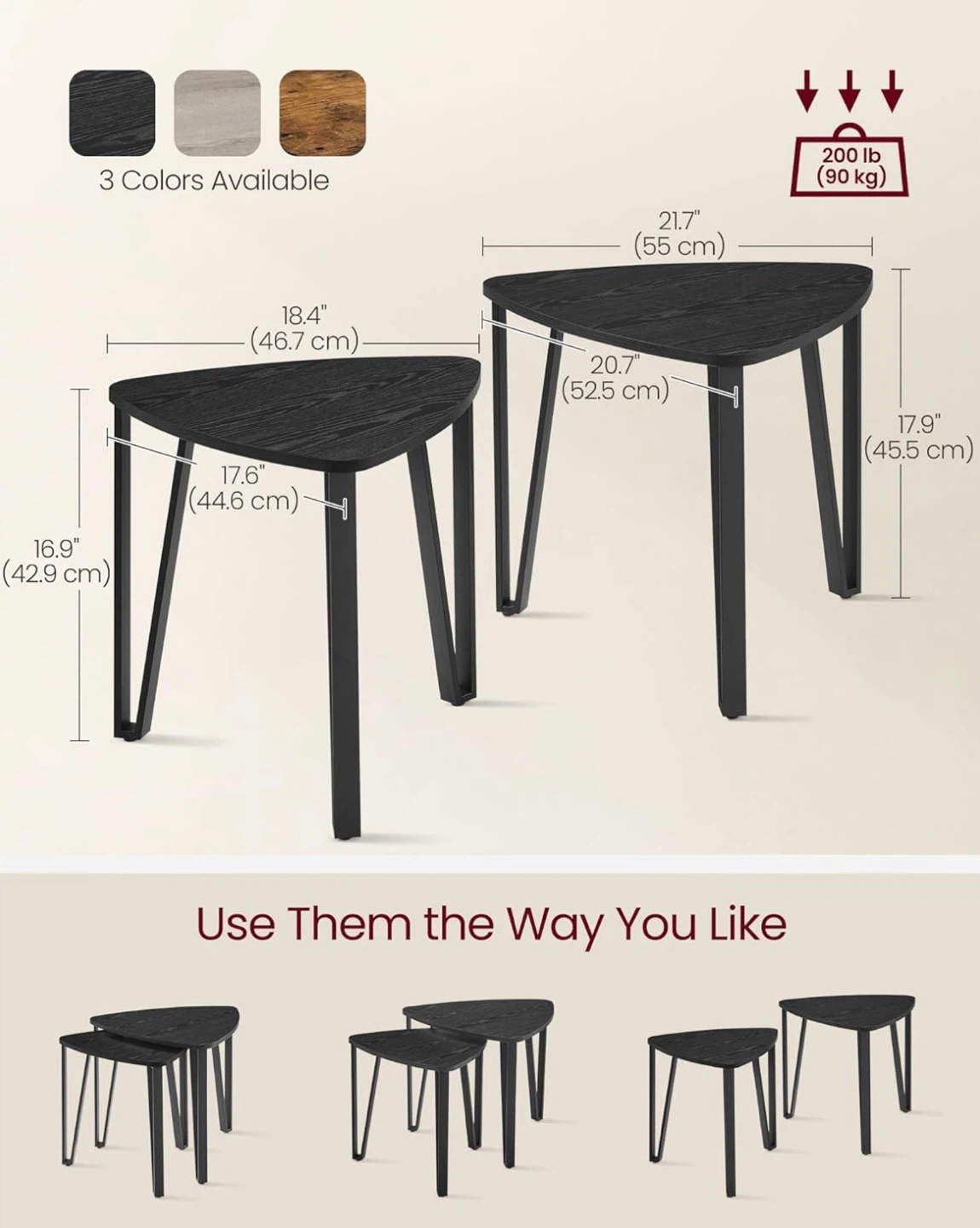 Black Nesting Tables - Side/End Tables - photo 3