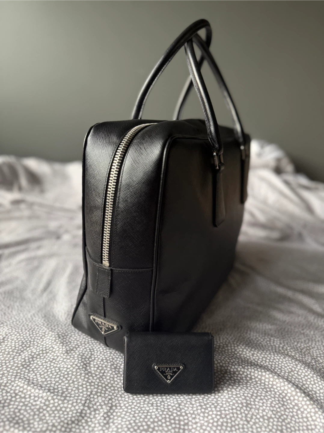 Prada Saffiano Leather Briefcase & Card Holder Set