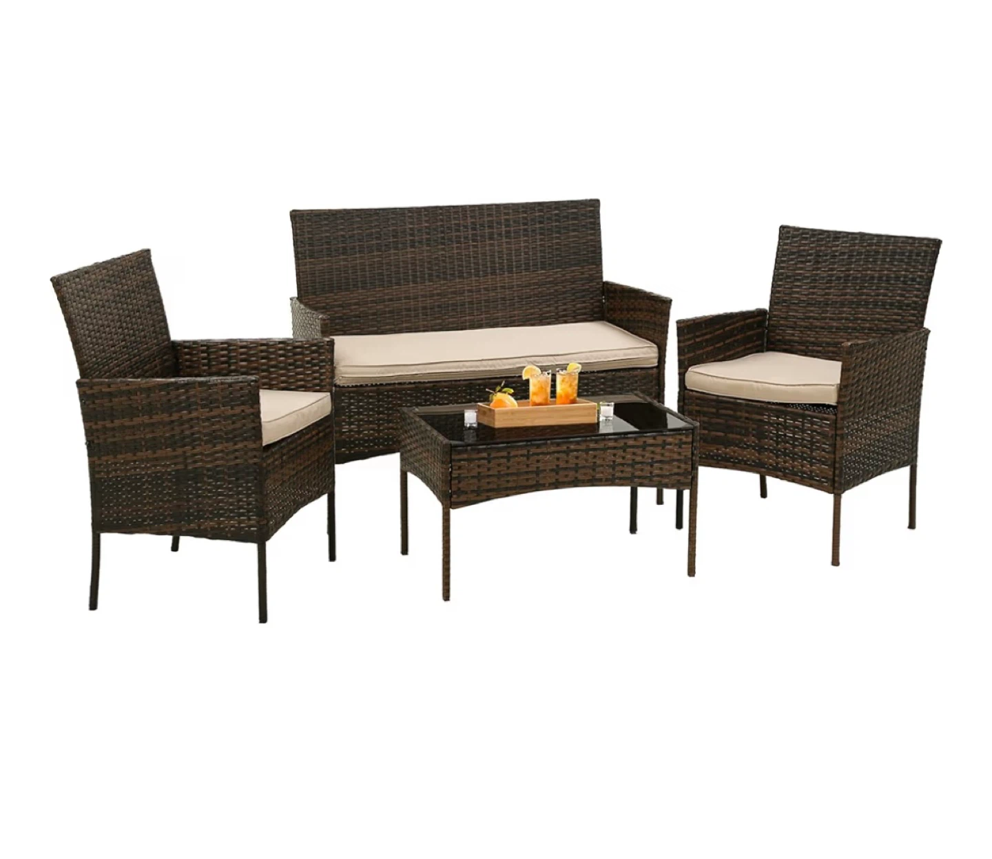 Wicker Patio Set - Loveseat, Chairs, Table