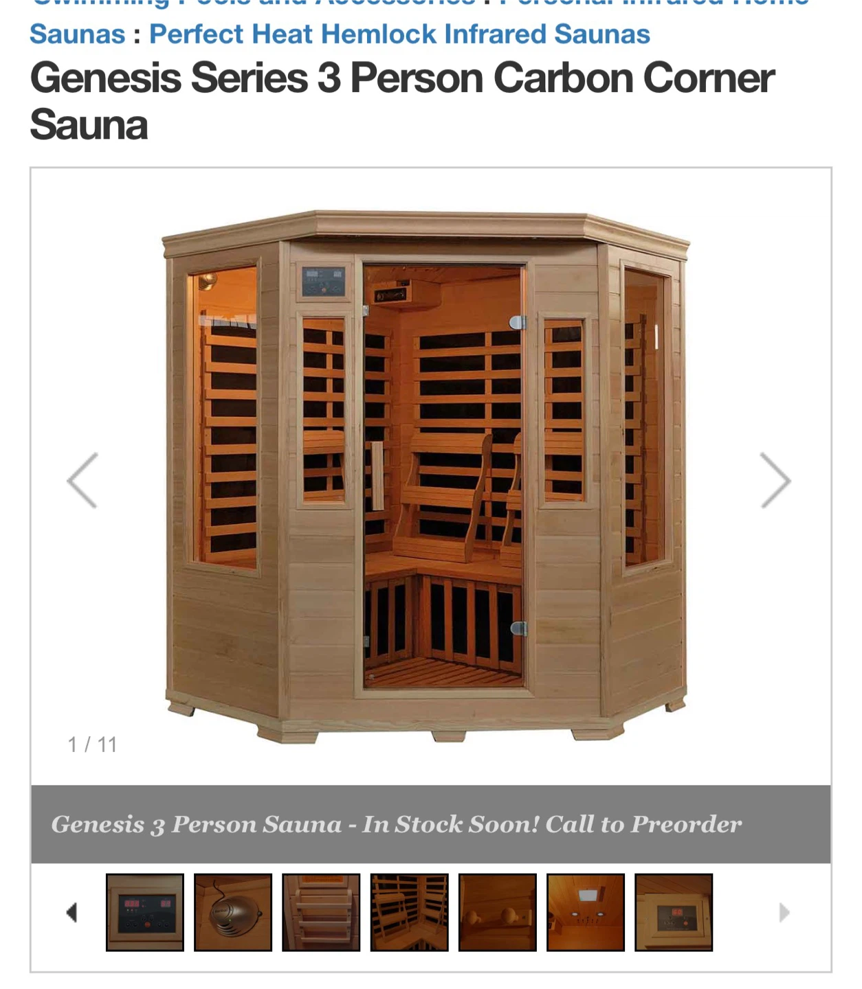 Genesis Series 3 Person Carbon Corner Sauna