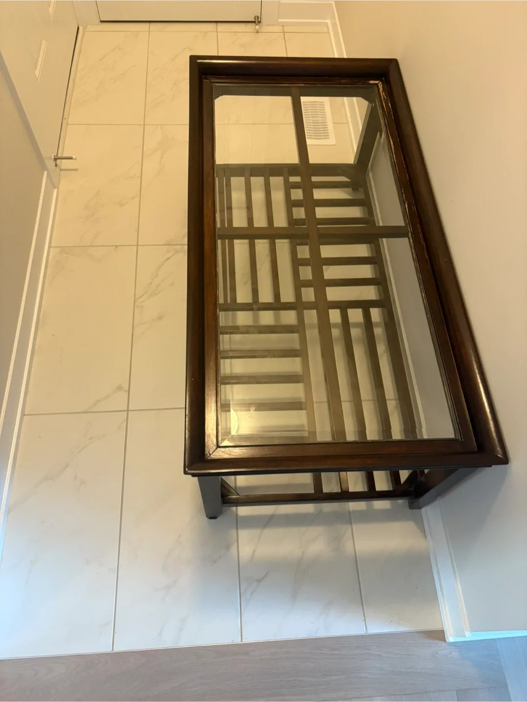 Wooden Coffee Table with Glass Top image indicator(4)