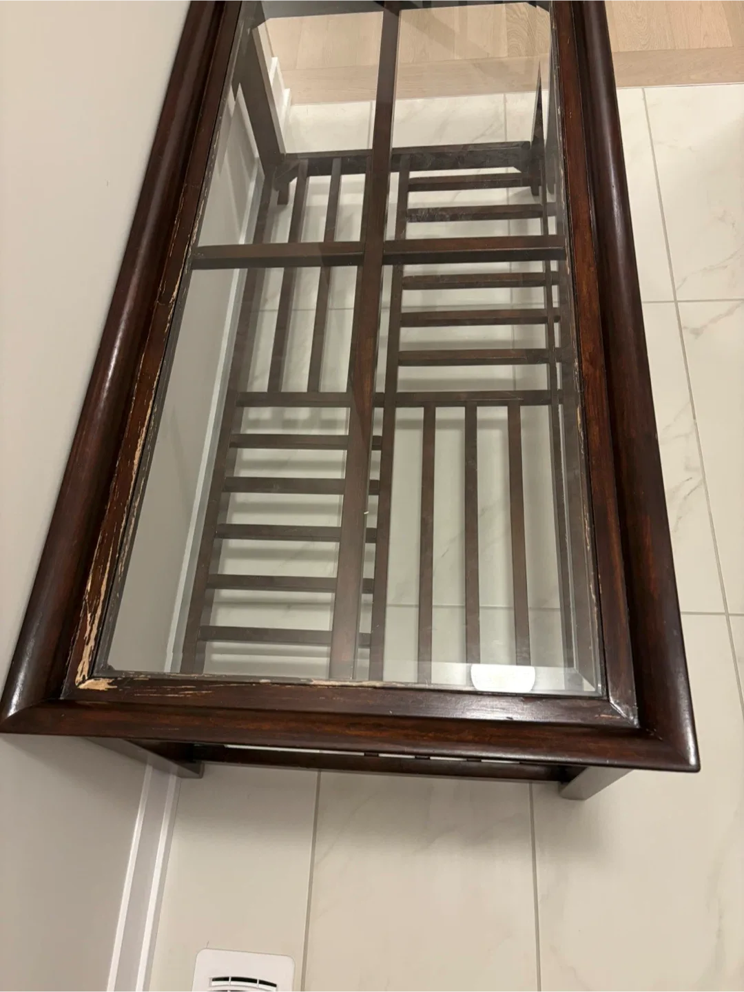 Wooden Coffee Table with Glass Top image indicator(3)